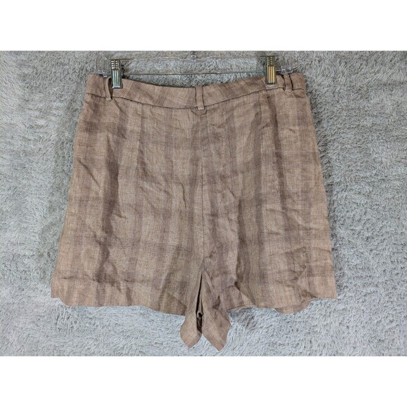 Plaid 100% linen shorts by MNG Mango Size 10 tweed preppie academia grandpa - Picture 6 of 9